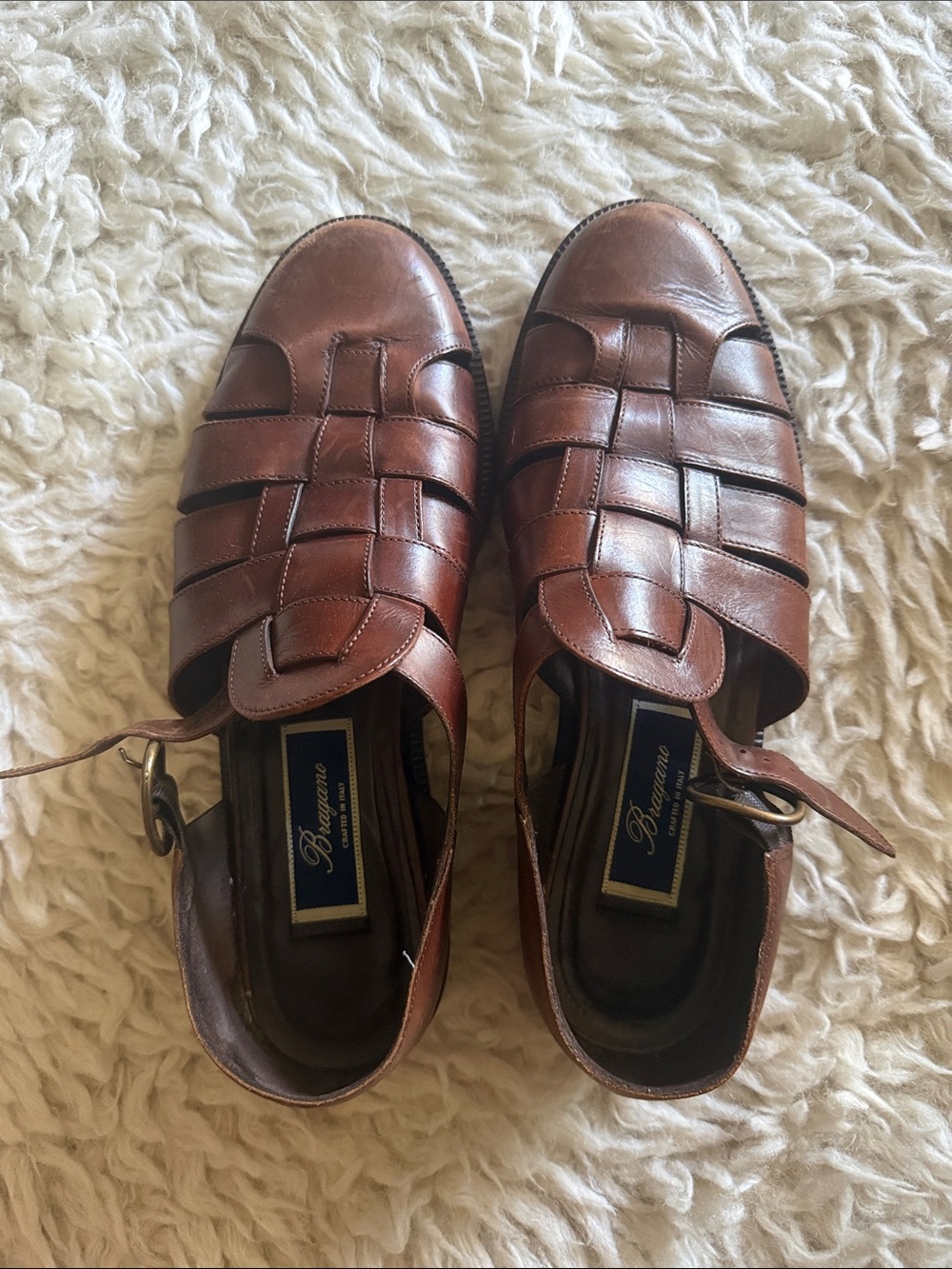 Bragano Brown Leather Fisherman Sandals for Men